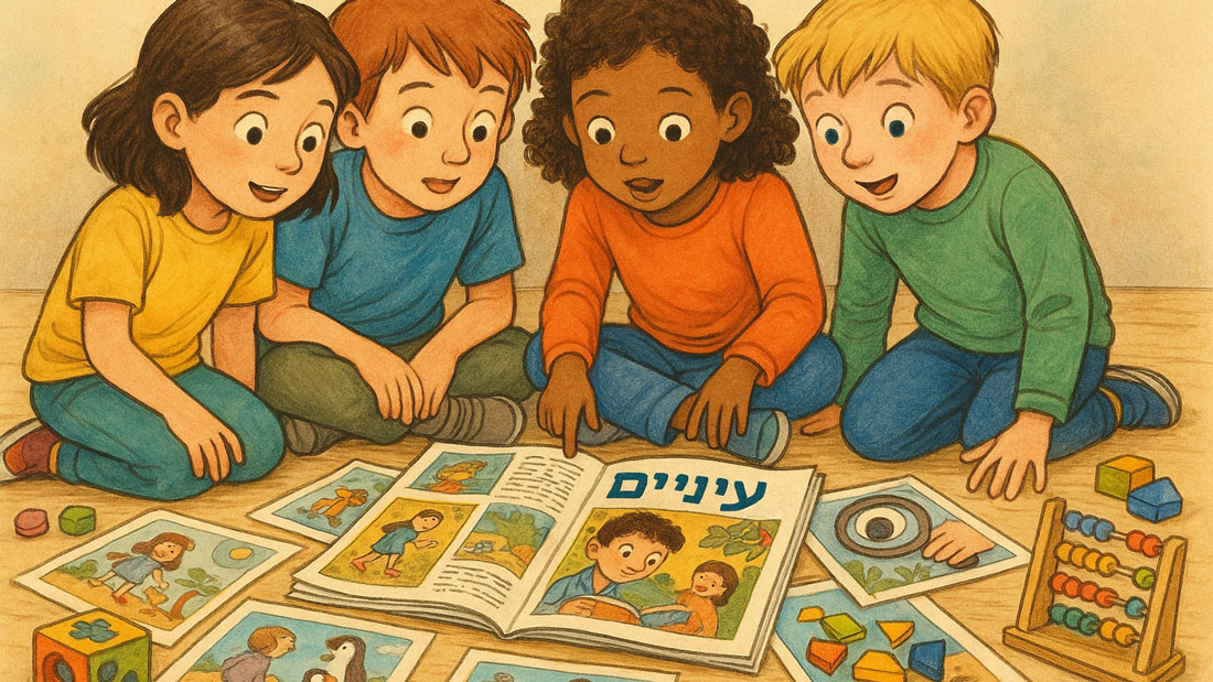 ילדים קוראים בעיתון לילדים עיניים